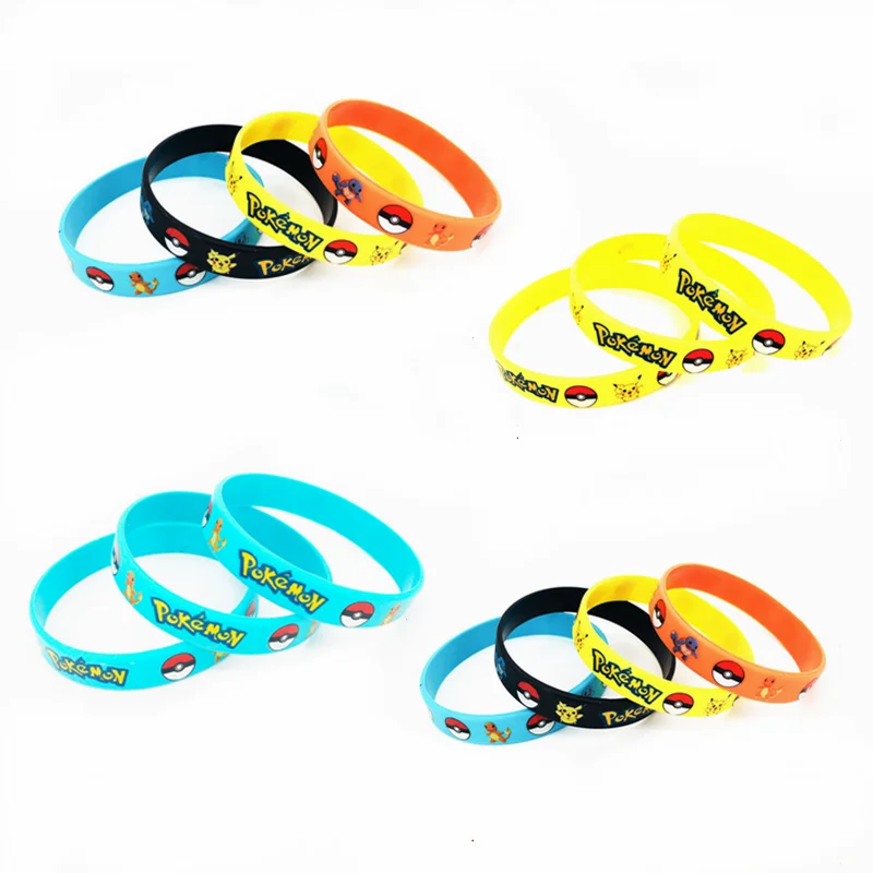 

4pcs Pokemon Silicone Bracelet Pocket Elf Pikachu Kids Cartoon Bracelet Kids Wristband Bracelet Cute Print Jewelry Kids Gifts