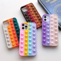 pop fidget toy push bubble rainbow silicone phone case for iphone xs 11 12 13 pro max for iphone xr x 7 8plus soft phone cover