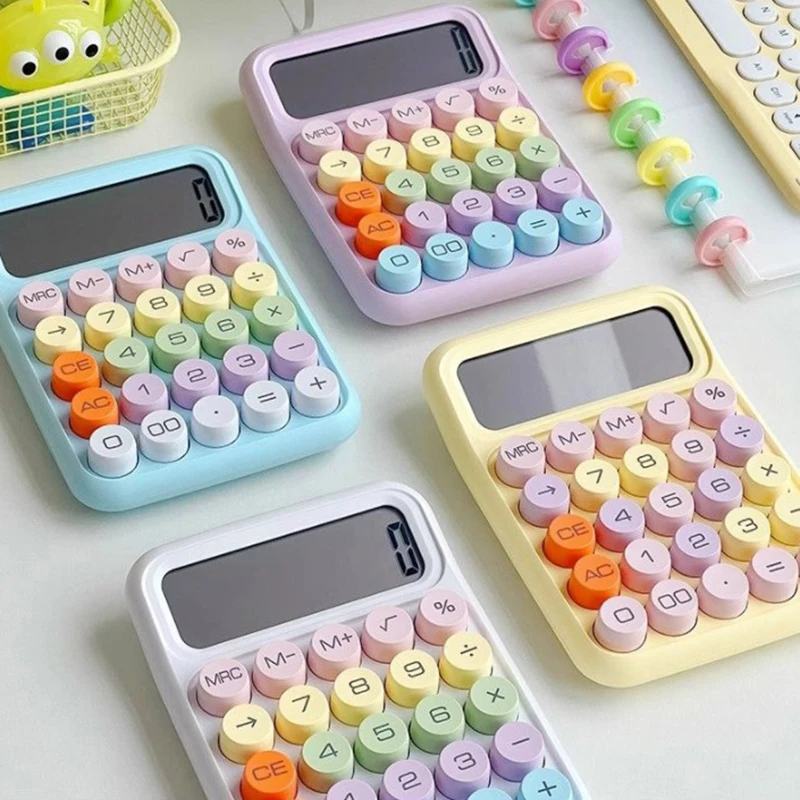 

Корейский милый калькулятор, мультяшный бесшумный механический Настольный калькулятор карамельных цветов, учебный калькулятор