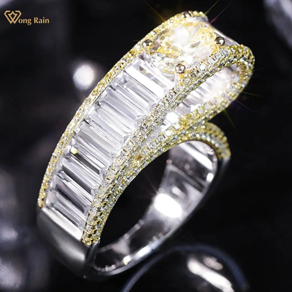 

Wong Rain Solid 925 Sterling Silver Oval 9MM White Sapphire Citrine Gem Created Moissanite Diamonds Rings Fine Jewelry Wholesale