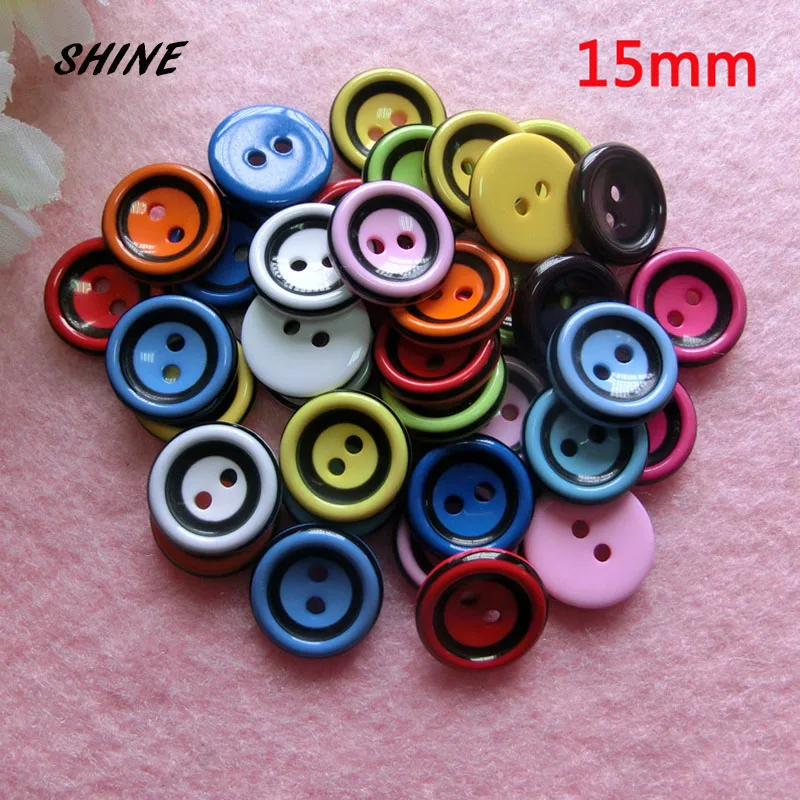 

15mm Resin Buttons Scrapbook Round 2-Holes buttons for clothing sewing supplies diy buttons for crafts sewing accessories