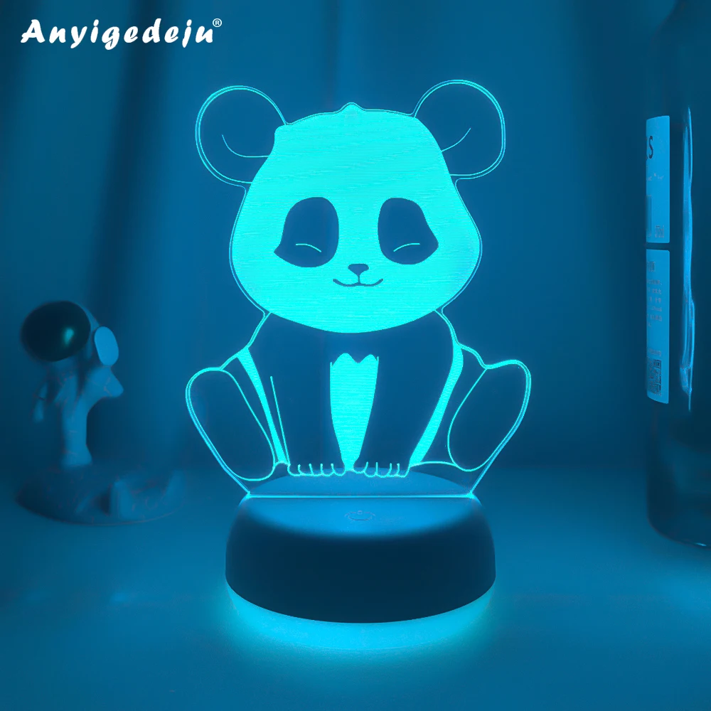 Creative 3D Panda Led Novelty light 7 Colors Battery powered USB operated Night lamp Indoor Cute decoration Bedroom Table Lamp