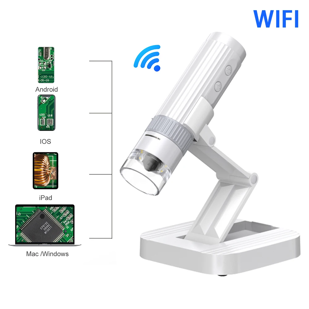 

1000X цифровой микроскоп, электронные промышленные электронные портативные Беспроводные USB-микроскопы для пайки для IPhone, IPad, Android, ПК