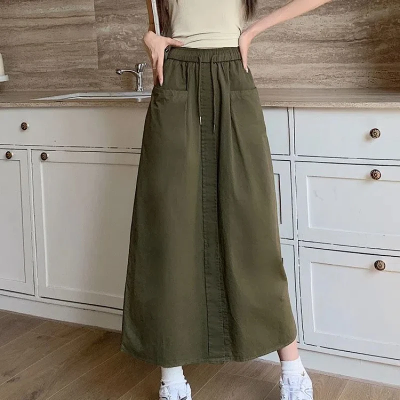 Летняя Классическая универсальная эластичная трапециевидная юбка средней длины