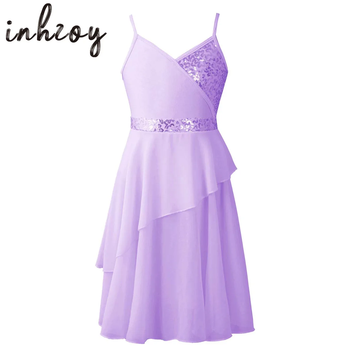 

Детское балетное платье-пачка без рукавов с блестками