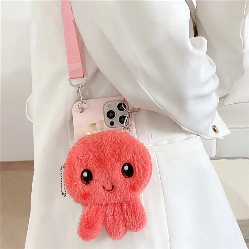 

Plush furry Octopus Case For Xiaomi Redmi 10 4A 4X 5 5A 6 6A 7 7A 8 8A 9 9A 9i 9C 9T K20 K30 K40 10x Pro Plus Wallet Fur cover