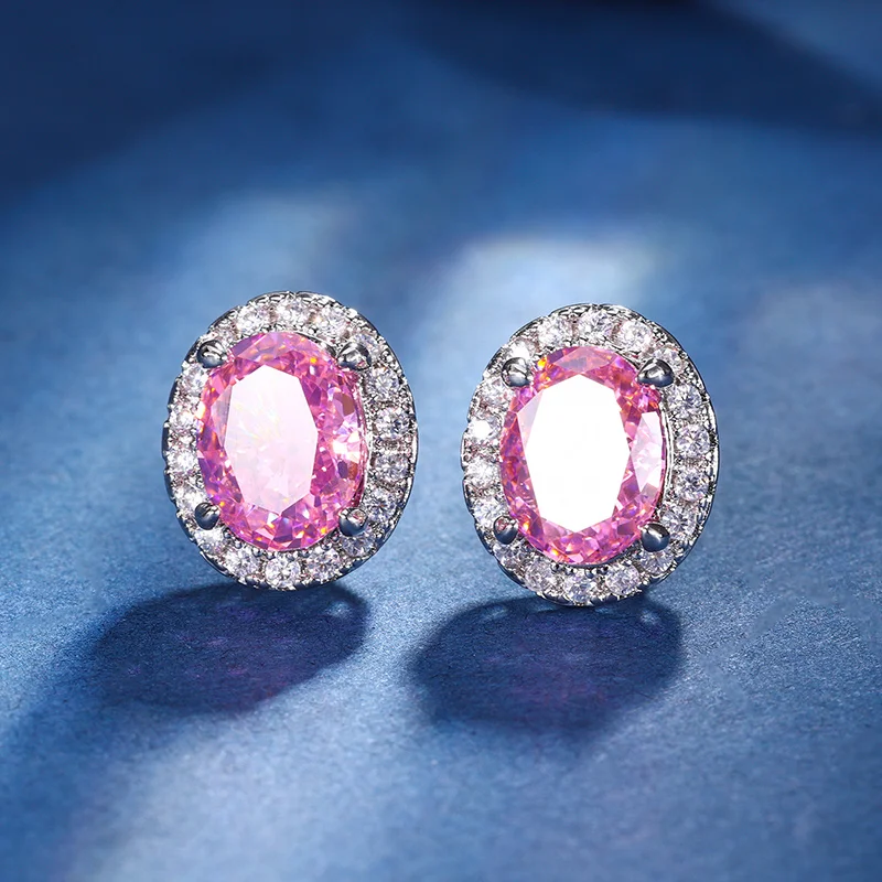 EYIKA Бриллиантовая овальная серьга-гвоздик из желтого фиолетового розового