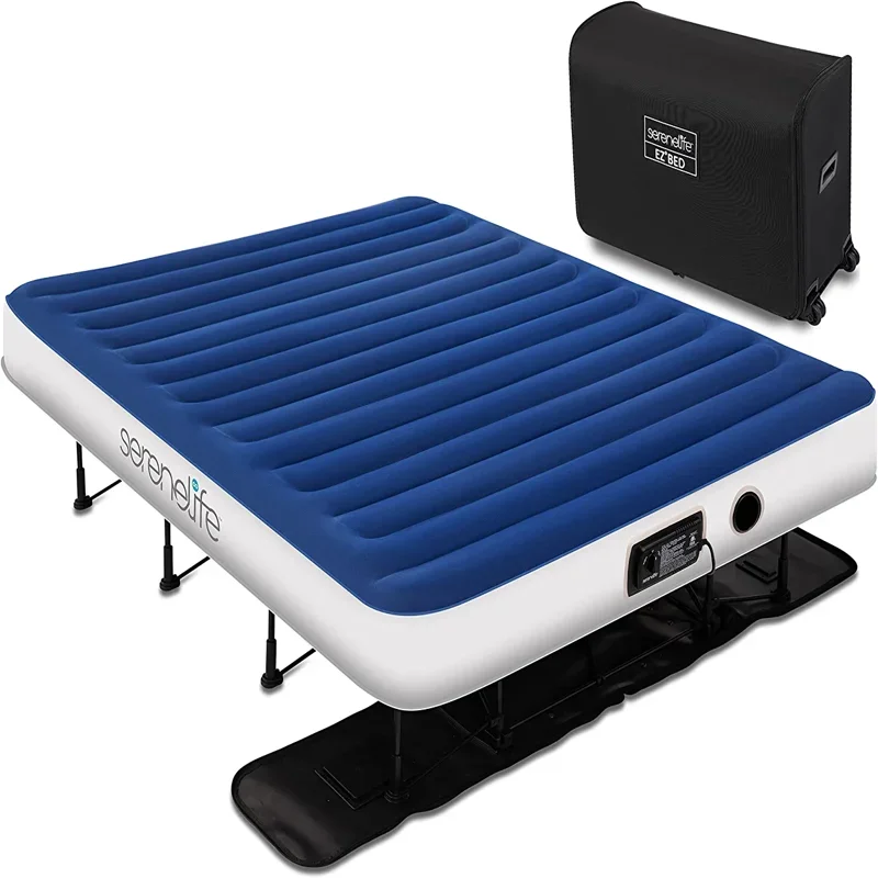 

Air Mattress W/ Frame & Rolling Case, Foldable Self-Inflating Air Bed W/ ,