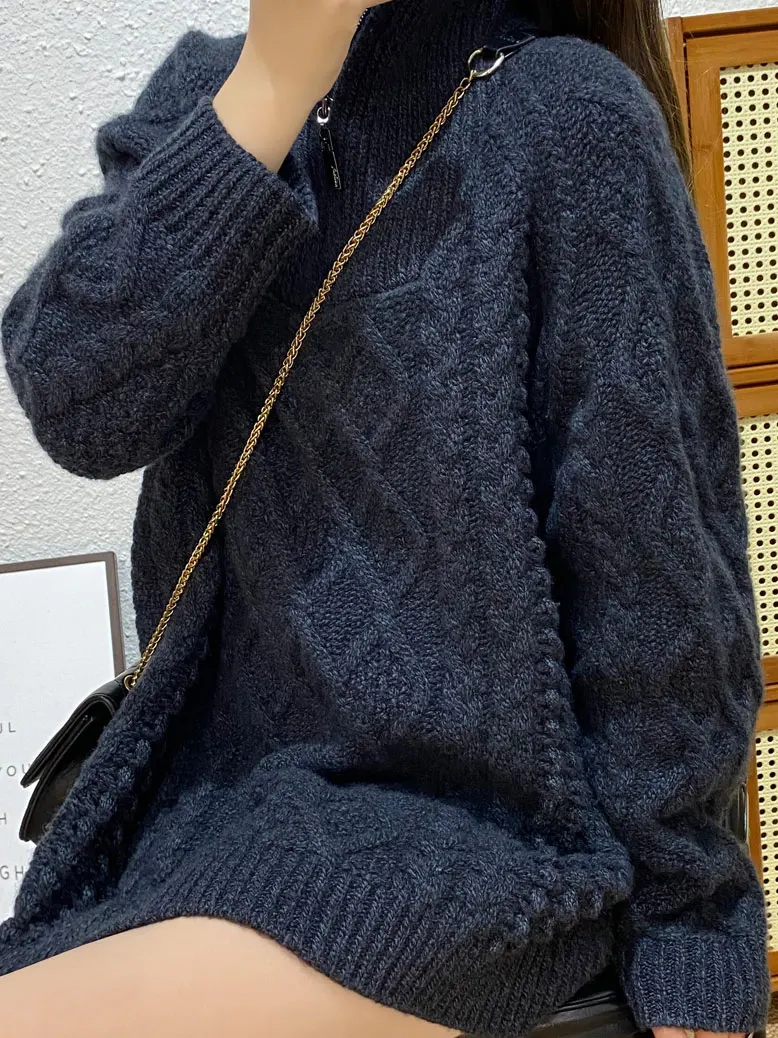 Женская рубашка из чистого кашемира 100% кашемир толстый профиль Вертикальный