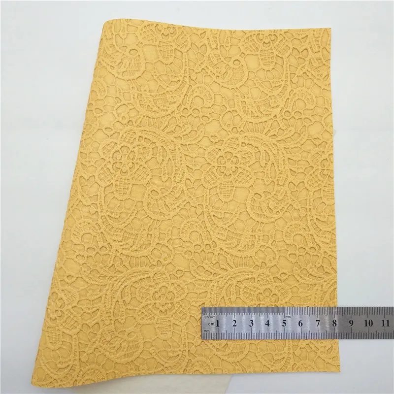 Фальш-кожа синтетическая с эмбоссированным кружевом в пастельных тонах для изготовления бантов, сережек DIY 21x29CM Q353.