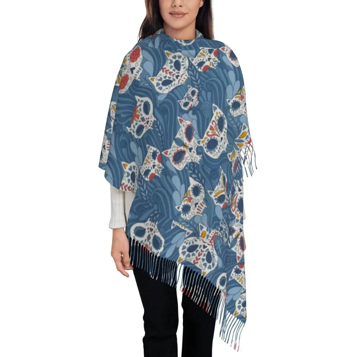 Персонализированный Печатный мексиканский мультфильм Calaveras Кот череп с