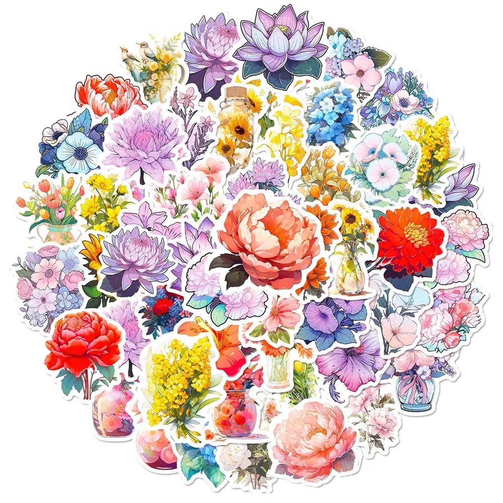 

10/50pcs Cartoon Flower Floral Plant Stickers Pack Graffiti Decal for Kid Scrapbooking Luggage Laptop Notebook Wallpaper Guitar