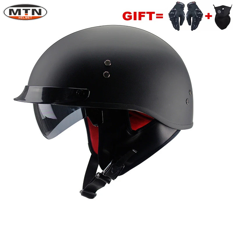 

Black Vintage Retro Motorcycle Helmet Open Face Dot Approved Casque Biker Chooper Vespa Mopeds Scooter Safety Casco Para Moto