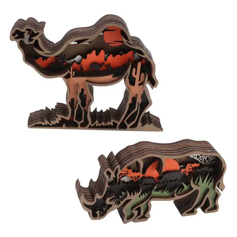 

Деревянная светильник этка с изысканными деталями, многослойная деревянная лампа в виде животного, декоративный бокс со встроенными батар...