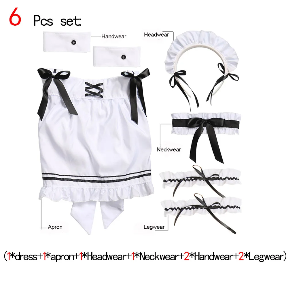 Косплей Костюм французской горничной из аниме черно-белый фартук длинное платье