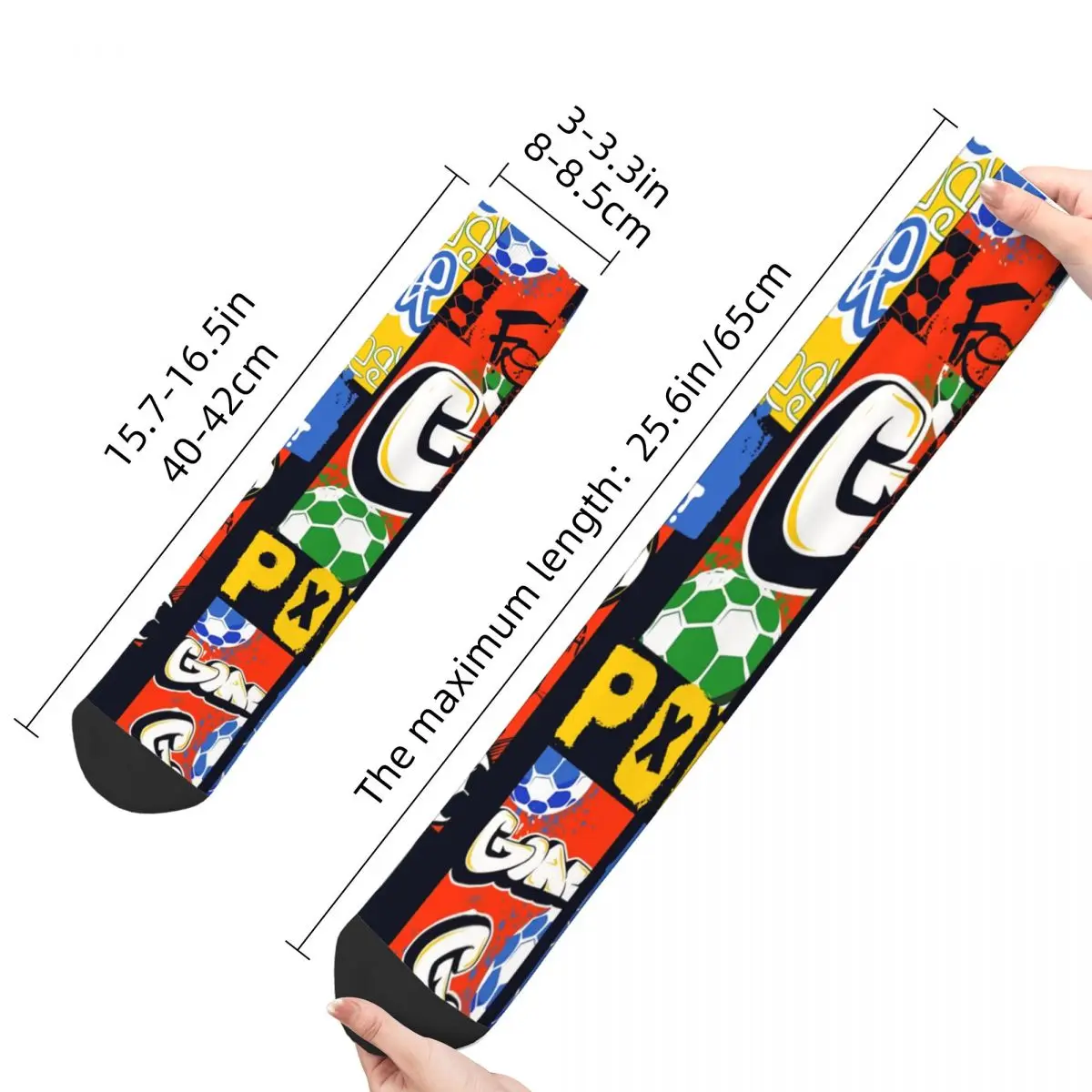 Носки мужские с рисунком футбольных мячей игроки в стиле Харадзюку граффити под