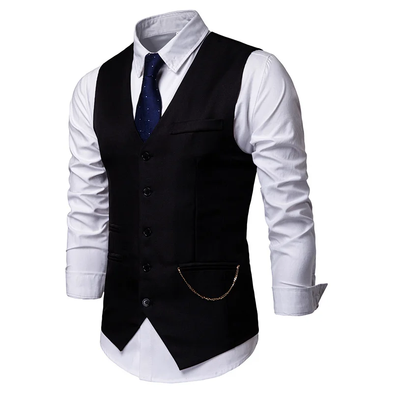 

New Mens Suit Vest Wool Smart Causal Retro Waistcoat Slim Fit Formal Vests Men Solid Color Lapel Single Breasted Men Vest