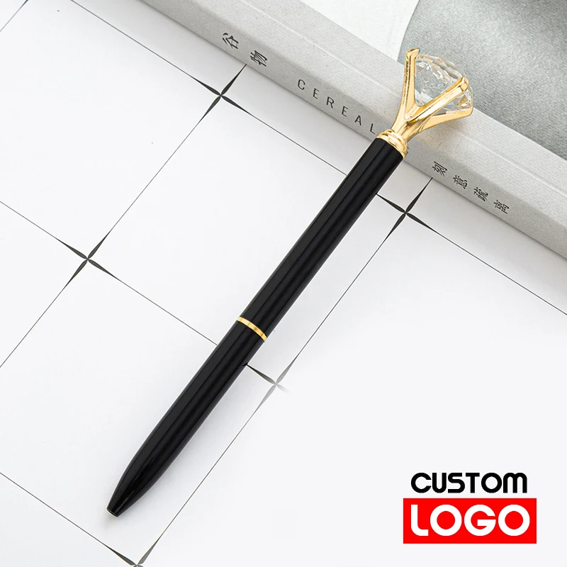 

100pcs Big Diamond Ballpoint Pen Custom Logo Advertising Promotion Gift Pen Metal Pen Stationery Wholesale Lettering Name