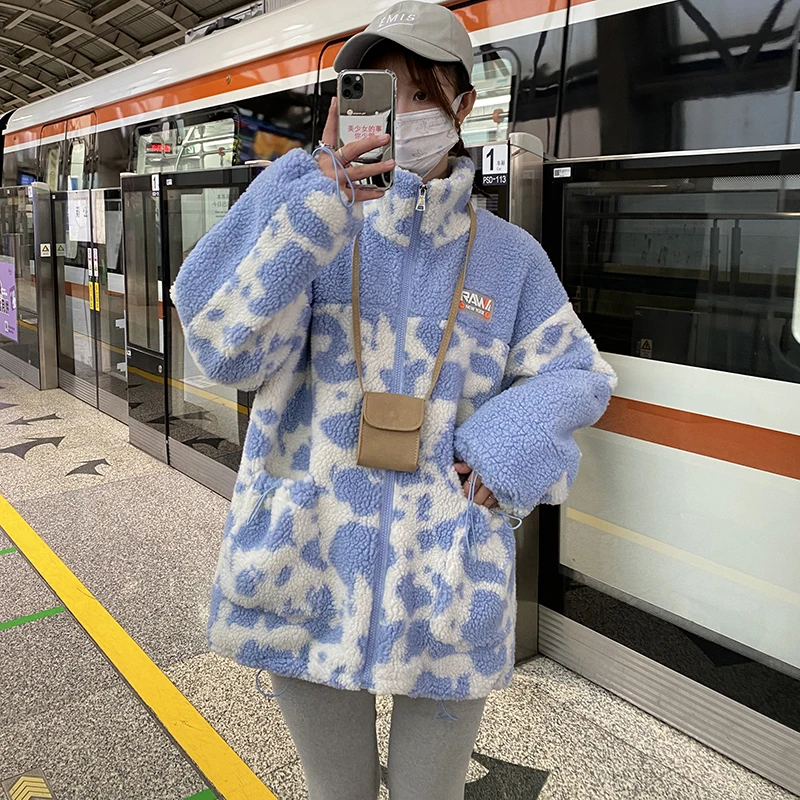 Cotton Jacket Female 2022 Autumn and Winter New Jacket Female Korean Version Ins Retro Loose Thick Long-sleeved Warm Cotton Coat