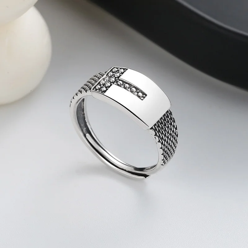 

T-shaped Silver Ring S925 Sterling Silver custom fashion T-shaped ring luxury fashion personalized jewelry