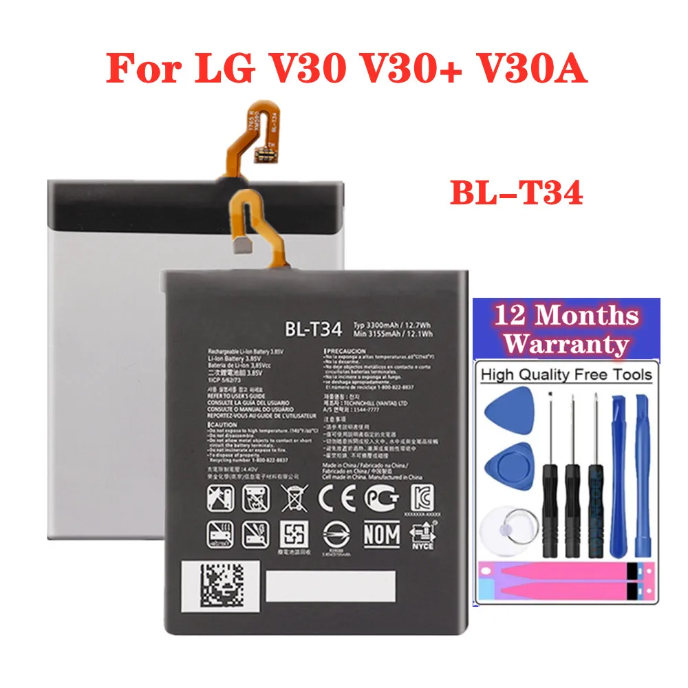 

Высококачественный аккумулятор BLT34 BL-T34 для LG V30 V30 + V30A H930 H932 LS998 3300 мАч BL T34 аккумулятор для телефона + Инструменты