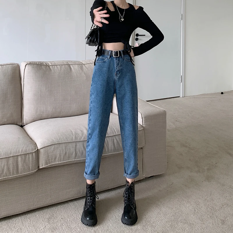 

N6837 Nine-point harem jeans women's 2022 new high-waisted slim daddy pants all-match carrot pants jeans