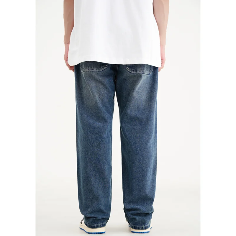 Streetwear Men Vintage Baggy Multiple Pockets Cargo Pants Versatile Temperament Straight Cylinder Jeans 2022 Winter New Female