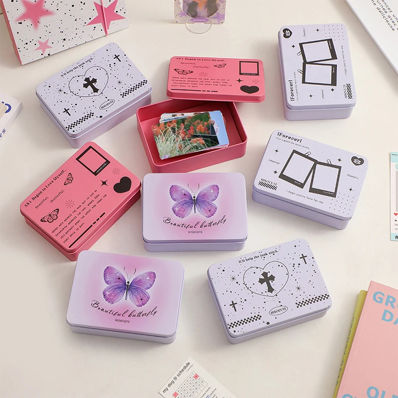 

New 1pcs Kpop Photocards Storage Box Clips Stickers Tapes Collect Box Classification Korean Style Box School Office Stationery