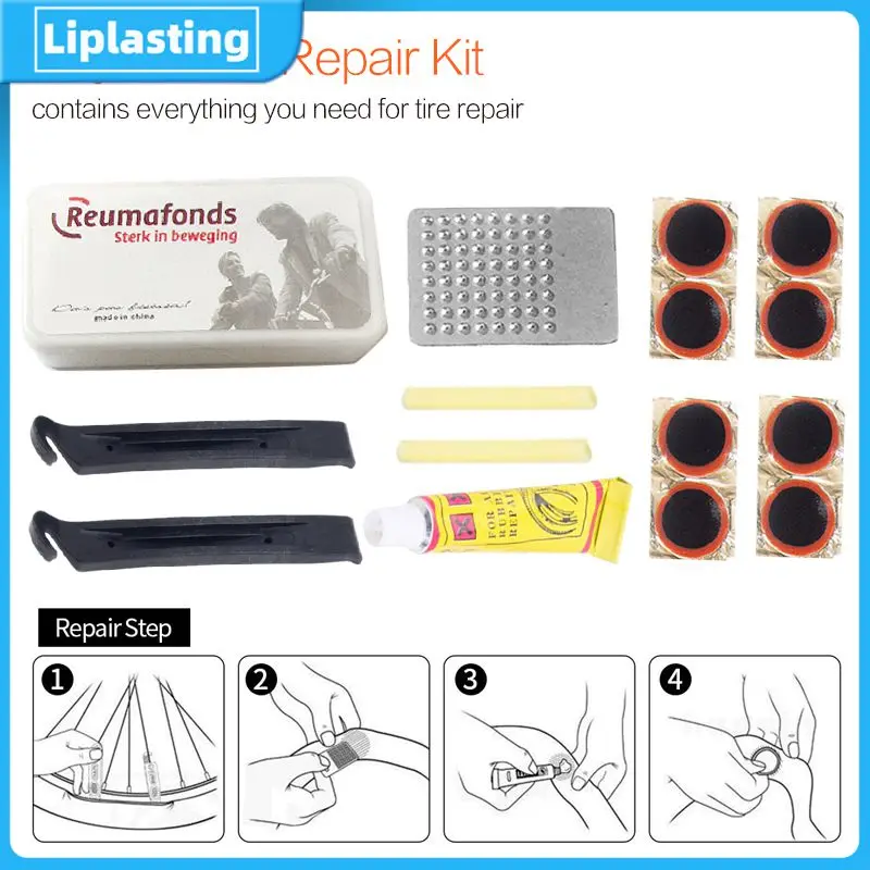 

1 комплект инструментов для ремонта горных велосипедов, ремонт плоских шин велосипеда, Резиновый патч, набор клеевых рычагов, набор для ремо...