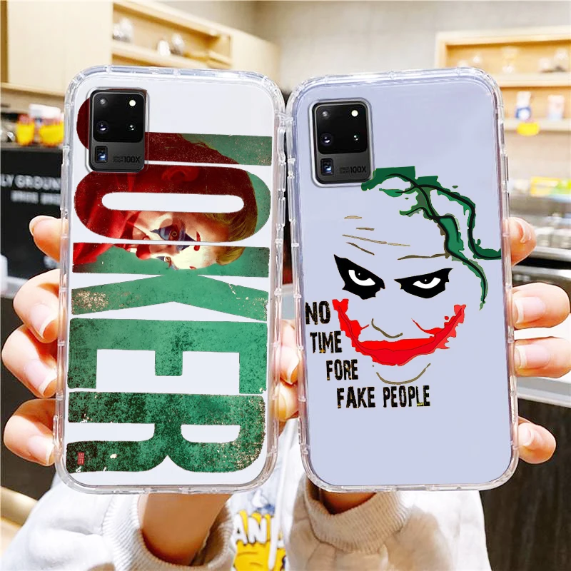 

Cool Joker Movie Phone Case For Samsung A73 A70 A20 A10 A8 Note 20 10 9 Ultra Lite F23 M52 M21 j8 j7 j6 Transparent