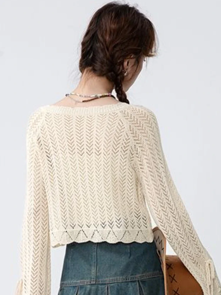 Солнцезащитный кардиган женский ажурный ленивый укороченный милый верхняя