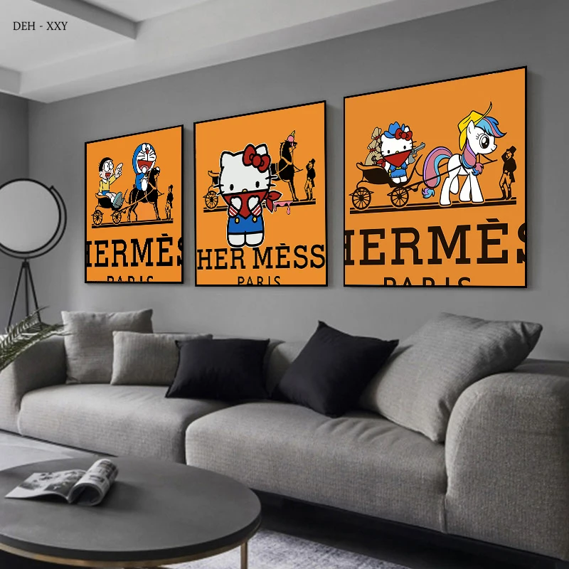 

Modern Children's Room Decorative Painting Cartoon Posters Luxury Wall Art Canvas Painting for Interior Home Kawaii Room Decor