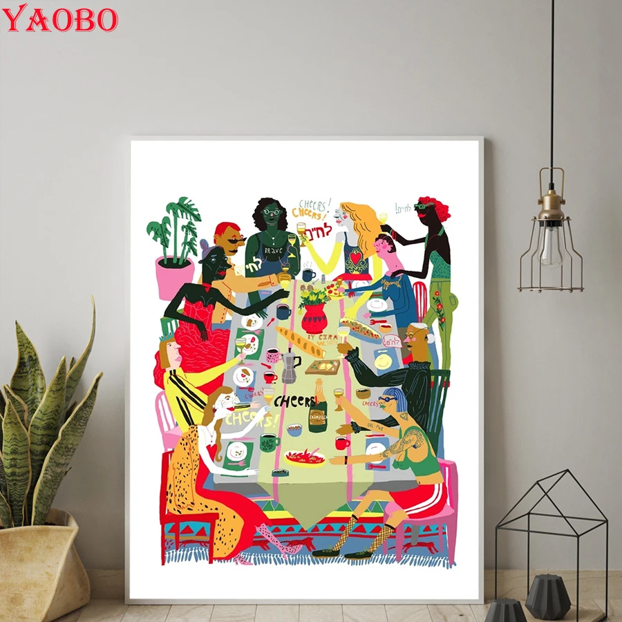 

5D алмазная живопись «сделай сам», счастливая семья, ужин, полная вышивка, круглая вышивка, Настенная картина для столовой, украшение для рес...