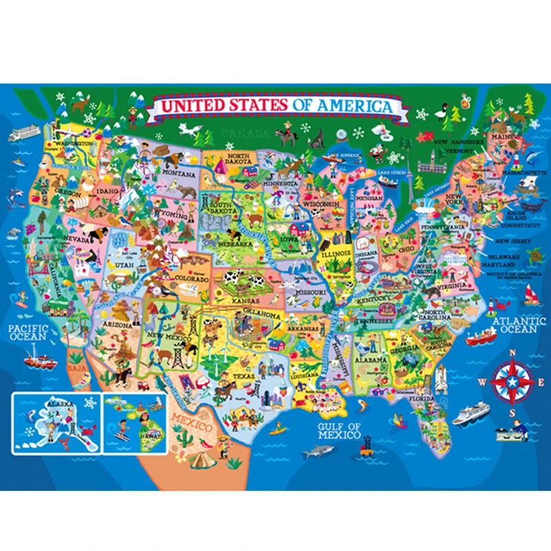 

United States Map 200 Pieces Jigsaw Puzzle Joy Adult Children's Gifts
