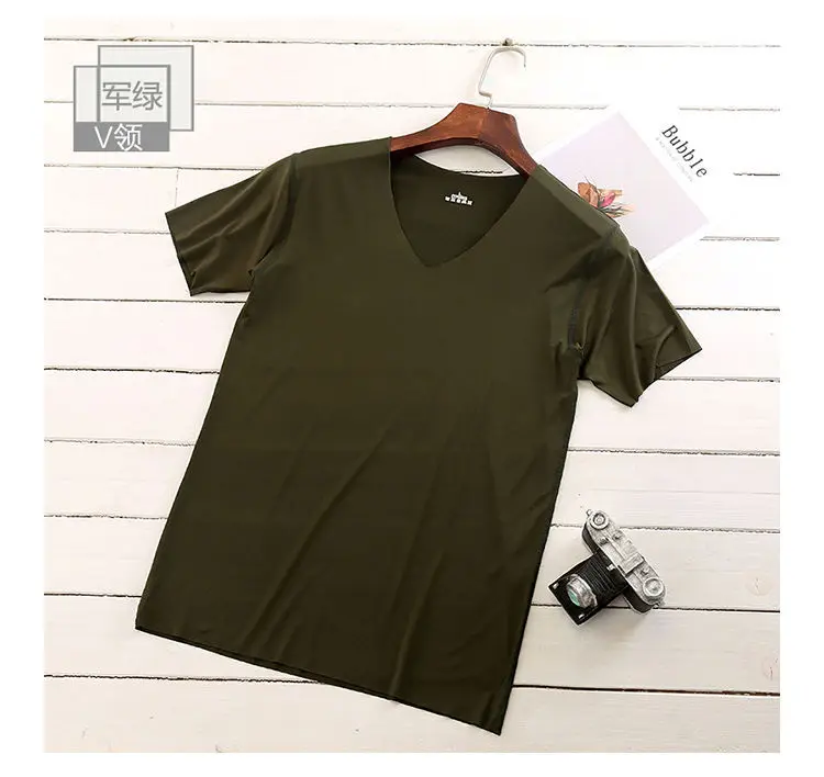 Мужская Летняя бесшовная футболка большого размера с коротким рукавом и