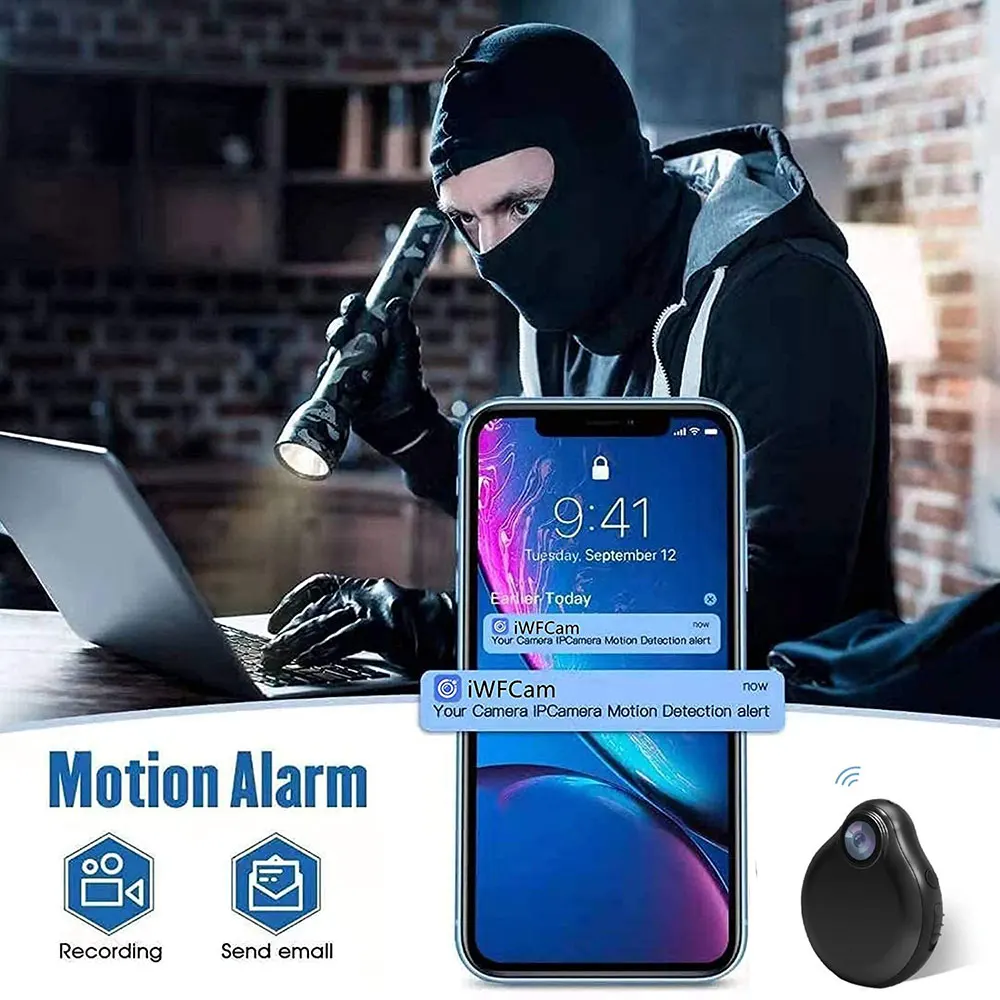 WiFi Web Cam Mini Camera IP Webcam HD 1080P Wireless Small Camcorder Micro Infrared Night Vision Audio Video DVR Recorder SP | Электроника