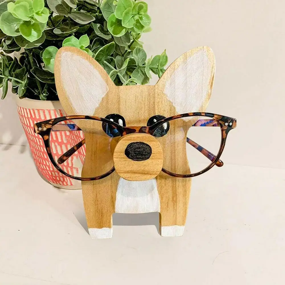 

Corgi Dog Glasses Holder Stand Puppy Dog Glasses Frame Christmas Gift Cute Pet Wooden Ornament Sunglasses Eyeglass Display Rack