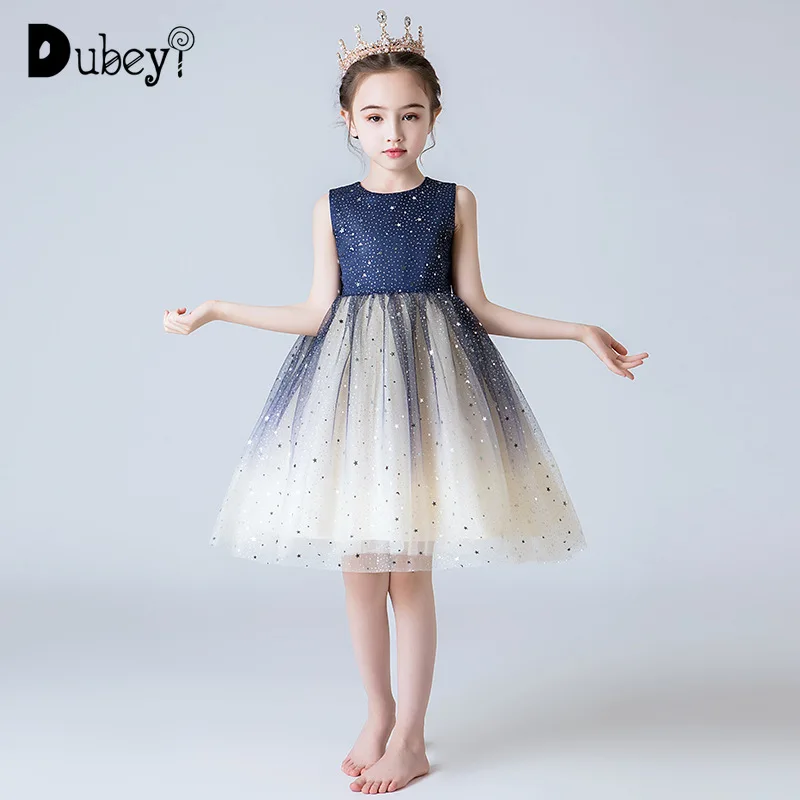 

Платье принцессы с блестками для девочек, ярко-синие блестящие ПУШИСТЫЕ платья, официальное платье из тюля для девочек-подростков, цветочное оформление для девочек