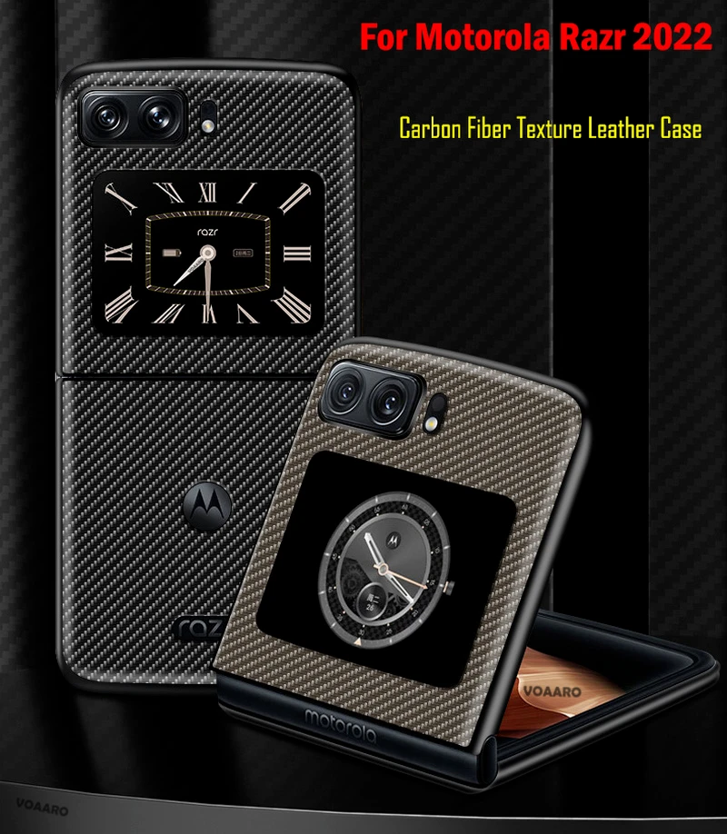 

Carbon Fiber Texture Leather Cover for Motorola Moto Razr 2022 Case for Motorola Razr 2022 3 Razr3 Shockproof Case Phone Funda