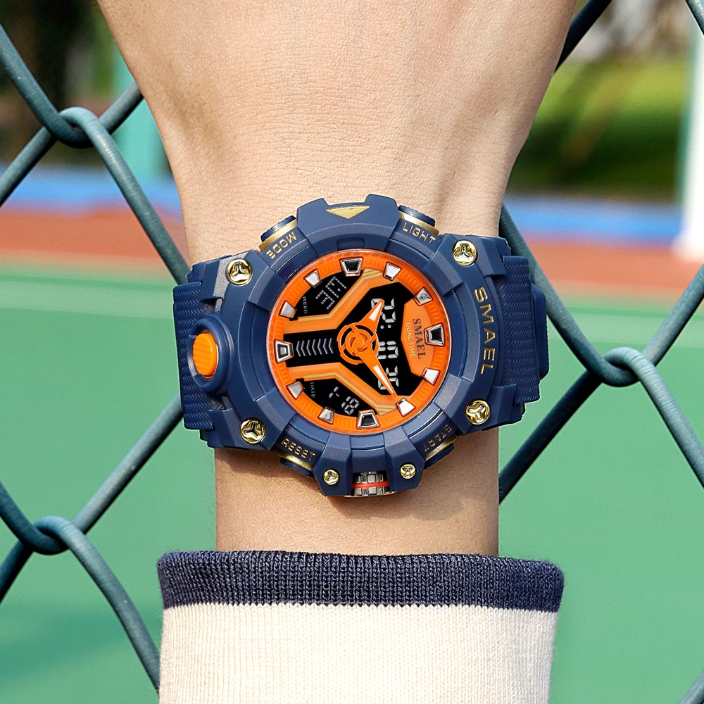 SMAEL двойной дисплей спортивные часы для мужчин водонепроницаемый роскошный
