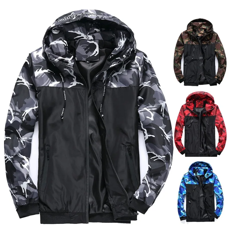 

2022 New Camouflage Men's Jacket Men's Jacket Tooling Hooded Color Contrast Youth Jacket