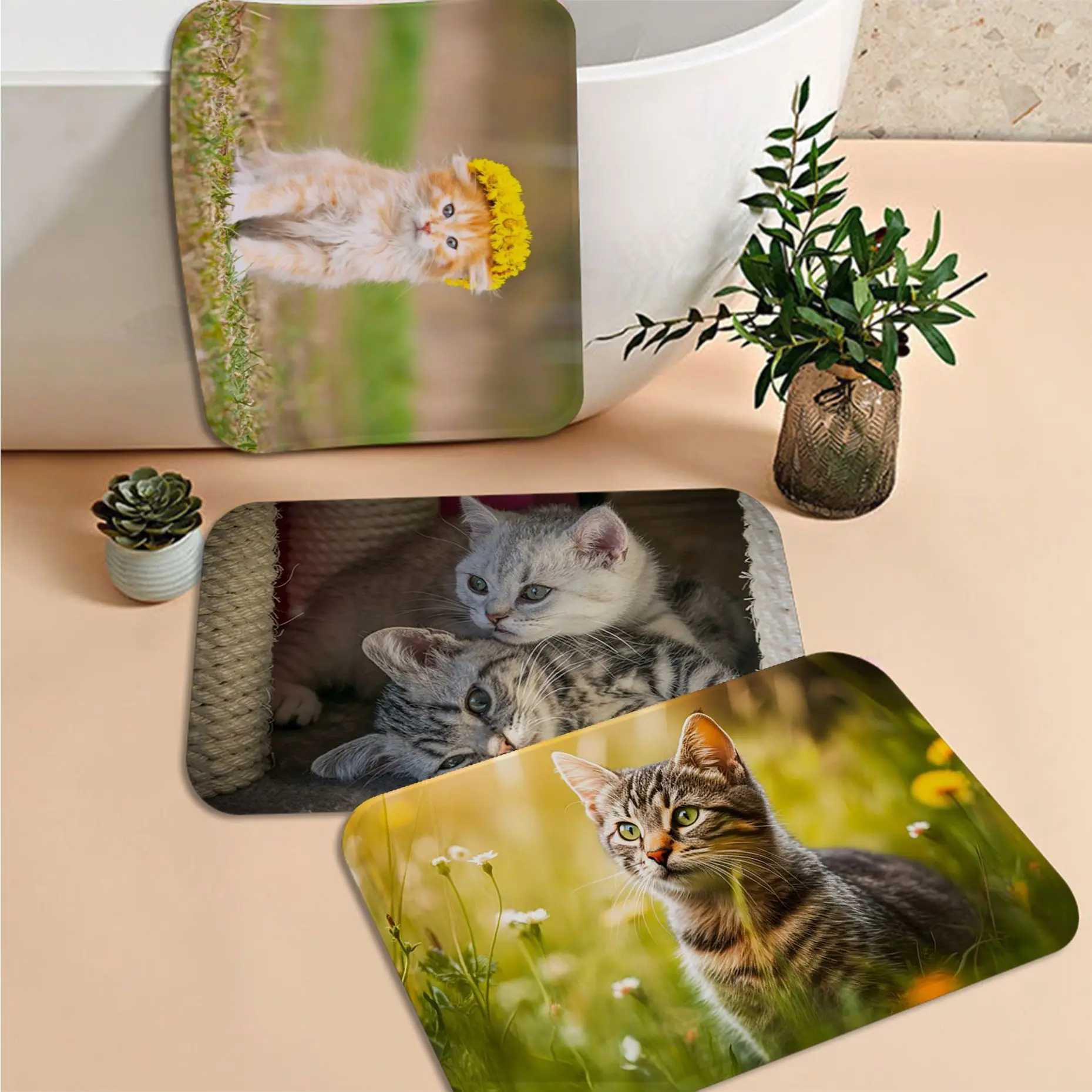 

Cute Cat Animals Long Rugs Nordic Style Home Doormat Bathroom-Toilet Mats Bedroom Alfombra