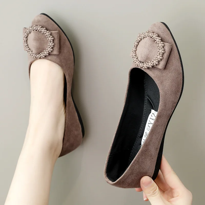 

2022 Autumn New Flat Bottom Women's Single Shoes Fashion Shallow Mouth Scoop Shoes Beef Tendon Soft Bottom Work Shoes Women