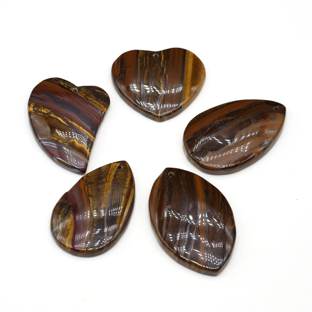 5Pcs Lot Multi-shape Natural Semi-precious Stone Tiger Eye Crystal Quartz Flat Bottom Beads for Jewelry Making DIY Accessories