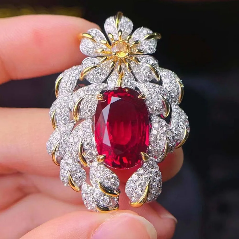 Foydjew Ретро Винтажные Ювелирные изделия оверсайз карат голубь Кровь красная