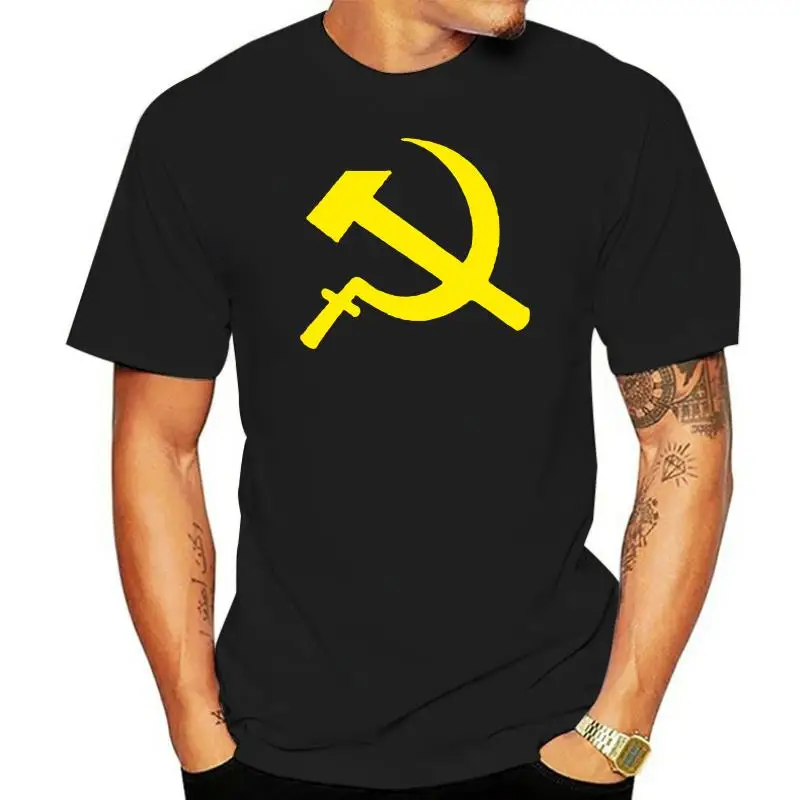

Hammer And Sickle CCCP Soviet USSR Long Sleeved Mens Loose Fit Cotton T-Shirt