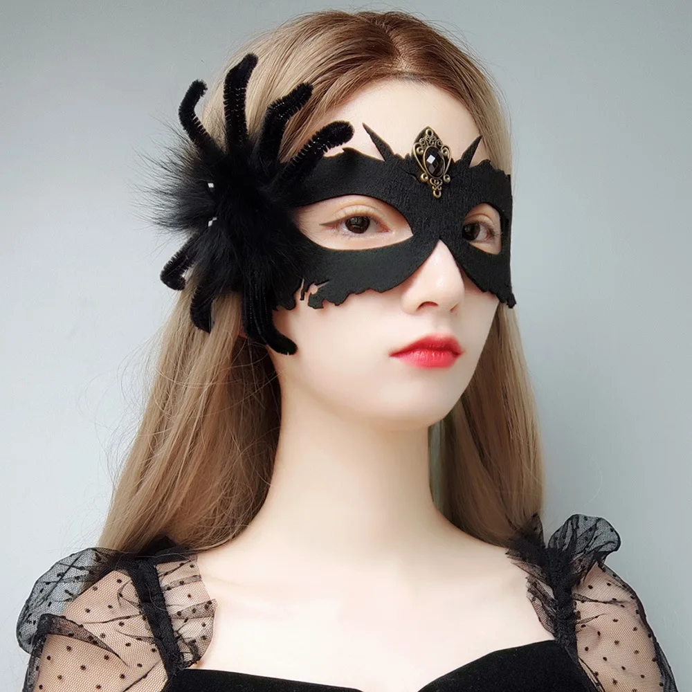 Masquerade Feather Sexy Spider Mask Women for Face Black Princess Mysterious Mask Half Hallowmas Feather Masks Decor