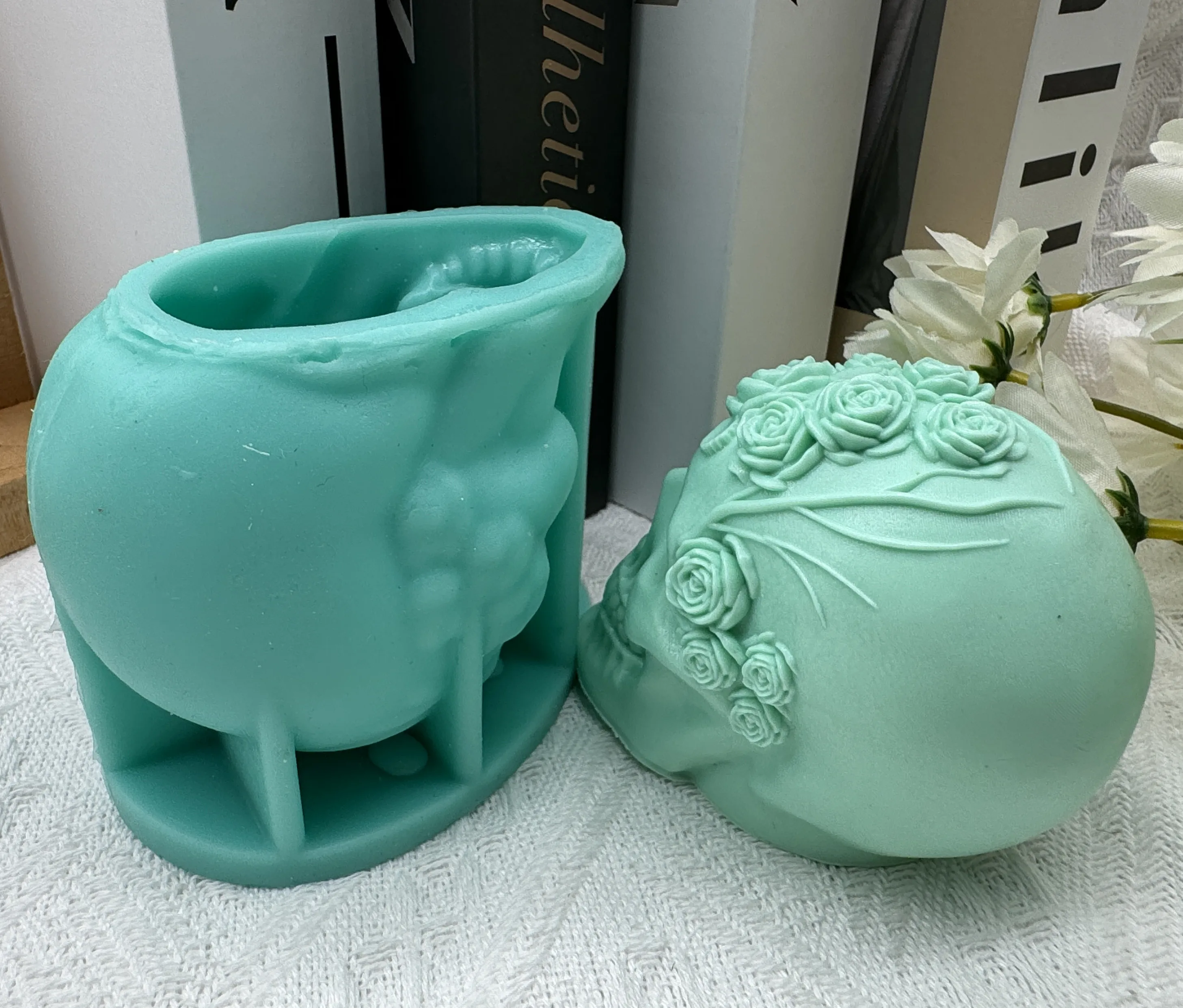 Форма для воска в виде цветка черепа 3D-СВЕЧИ украшения Хэллоуина силиконовые