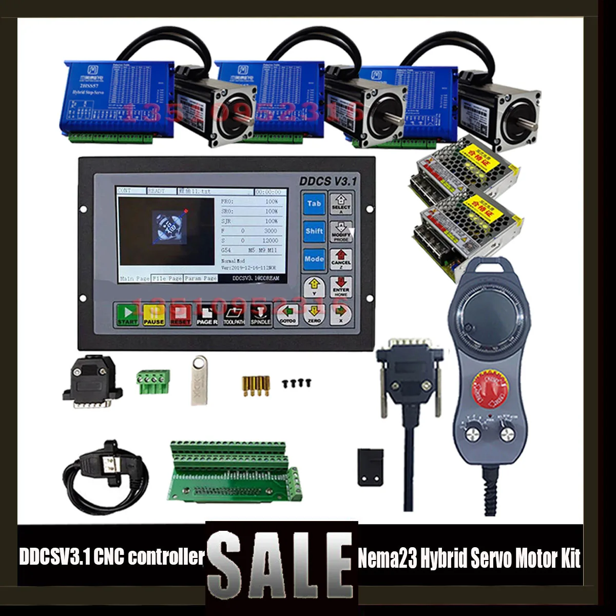 Ddcsv3.1 Cnc 3-осевой 500 кГц G-код Автономный контроллер Mach3 Usb-контроллер Nema23 Гибридный