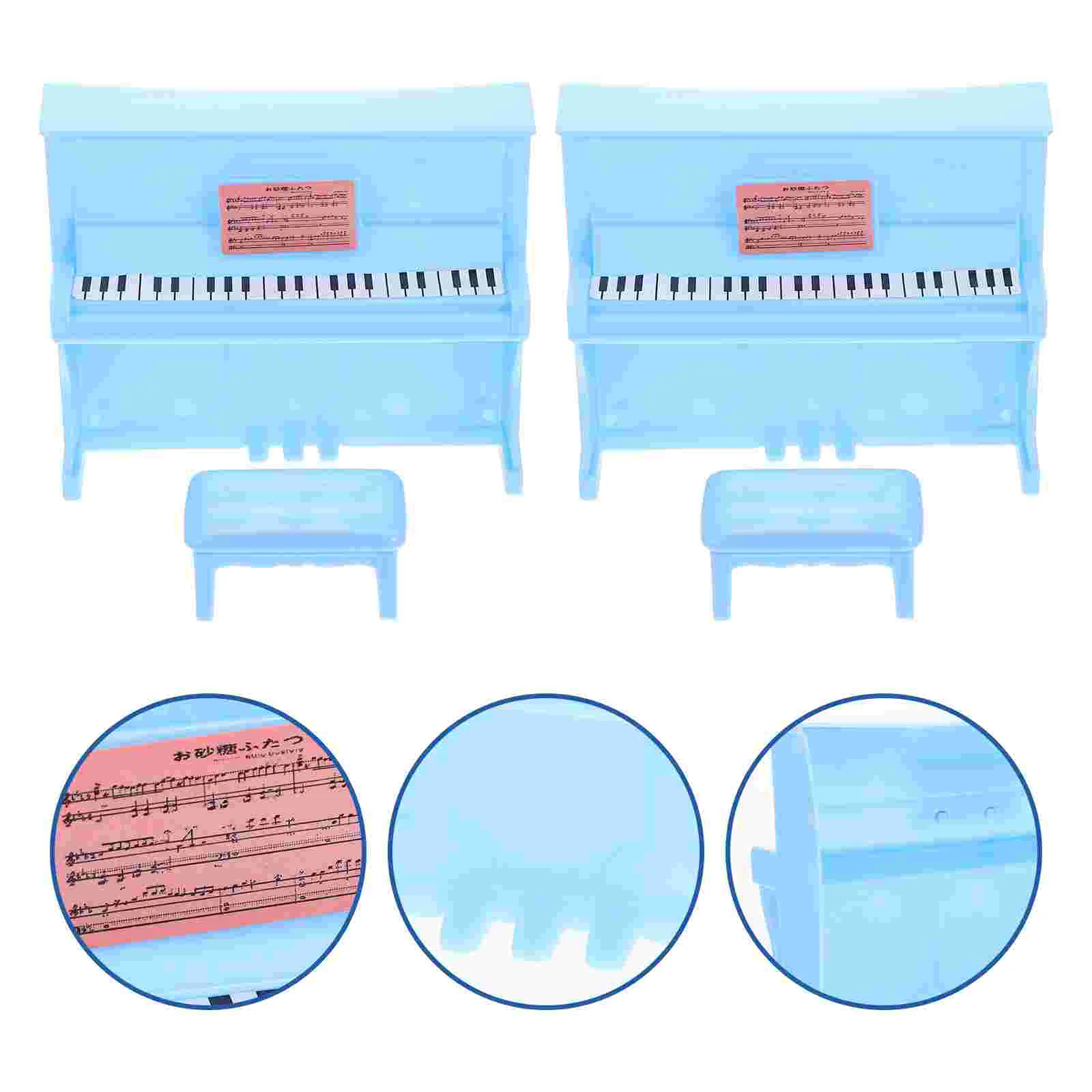 

2 Sets of Mini House Piano Adornments with Chair Doll House Piano Decoration